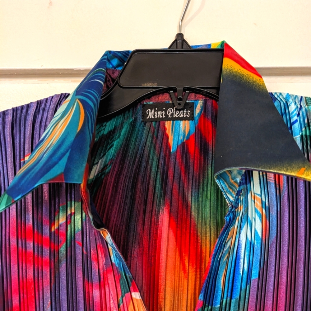 Pleated Floral Shirt Silky Sexy